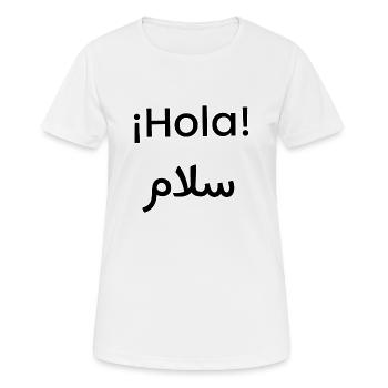 Hello in Arabic - Women's Breathable T-Shirt - white - Front - AI Model Female 172 dark (172cm)