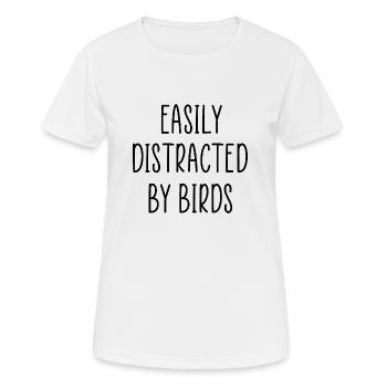 Leicht von Vögeln abgelenkt - Frauen T-Shirt atmungsaktiv - Weiß - Vorne - AI Model Female 172 dark (172cm)