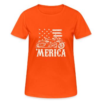 Motorcycle Biker T Shirt - Women's Breathable T-Shirt - neon orange - Front - AI Model Female 172 dark (172cm)