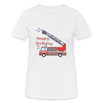 Fire engine Happy Birthday - Women's Breathable T-Shirt - white - Front - AI Model Female 172 dark (172cm)