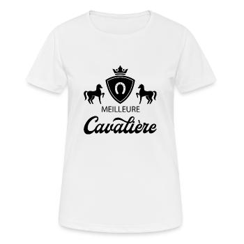 Meilleure cavalière. Idée cadeau. Equitation - T-shirt respirant Femme - blanc - Devant - AI Model Female 172 dark (172cm)