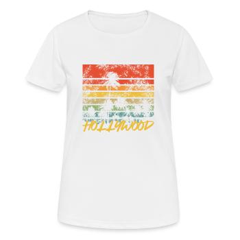 Palmen Retro Hollywood - Frauen T-Shirt atmungsaktiv - Weiß - Vorne - AI Model Female 172 dark (172cm)