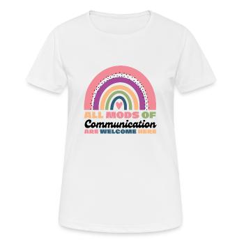 Tous les modes de communication sont les bienvenus ici - T-shirt respirant Femme - blanc - Devant - AI Model Female 172 dark (172cm)