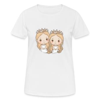Mädchen Zwillinge Prinzessin Geschwister Schwester - Frauen T-Shirt atmungsaktiv - Weiß - Vorne - AI Model Female 172 dark (172cm)