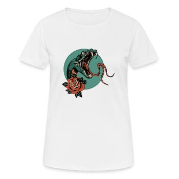 serpent rose fleur vipere cobra langue 403 A - T-shirt respirant Femme - blanc - Devant - AI Model Female 172 dark (172cm)
