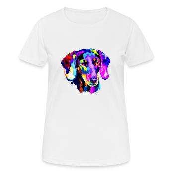Teckel stylisé - T-shirt respirant Femme - blanc - Devant - AI Model Female 172 dark (172cm)