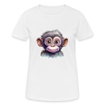 Dessin à l’aquarelle de singe - T-shirt respirant Femme - blanc - Devant - AI Model Female 172 dark (172cm)