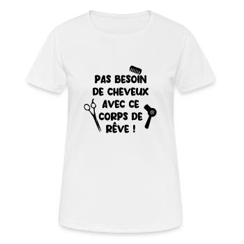 Pas besoin de cheveux avec ce corp de rêve - T-shirt respirant Femme - blanc - Devant - AI Model Female 172 dark (172cm)