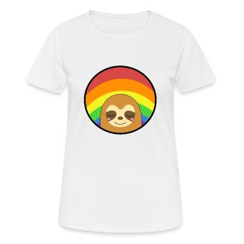 Regenbogenfahne Faultier schläft - Frauen T-Shirt atmungsaktiv - Weiß - Vorne - AI Model Female 172 dark (172cm)