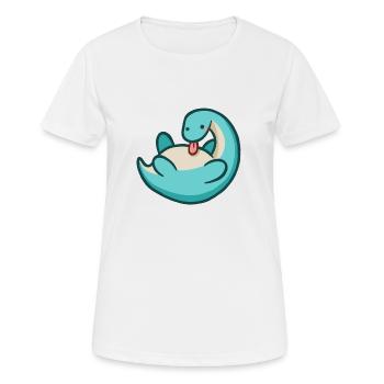 Dino hugadino à long cou, mignon dinosaure - T-shirt respirant Femme - blanc - Devant - AI Model Female 172 dark (172cm)