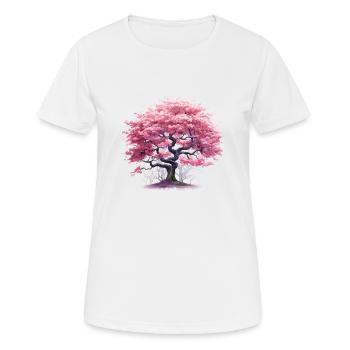 Cherry Blossom Tree - Frauen T-Shirt atmungsaktiv - Weiß - Vorne - AI Model Female 172 dark (172cm)