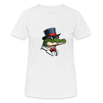 Herr Krokodil - Frauen T-Shirt atmungsaktiv - Weiß - Vorne - AI Model Female 172 dark (172cm)