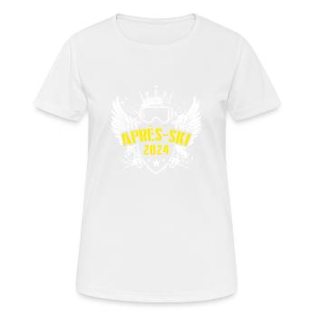 Apres Ski 2024 Après-Ski Urlaub - Frauen T-Shirt atmungsaktiv - Weiß - Vorne - AI Model Female 172 dark (172cm)