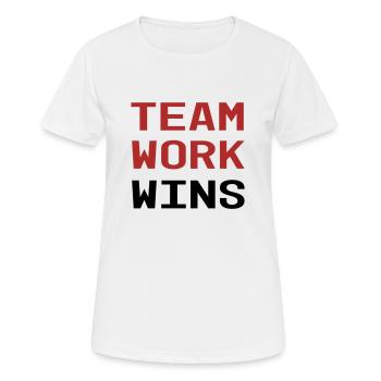 Teamwork - Frauen T-Shirt atmungsaktiv - Weiß - Vorne - AI Model Female 172 dark (172cm)