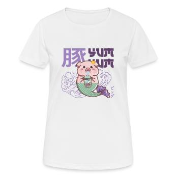 Mermaid Pig - Women's Breathable T-Shirt - white - Front - AI Model Female 172 dark (172cm)