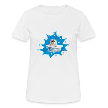 Katze Badewanne - Frauen T-Shirt atmungsaktiv - Weiß - Vorne - AI Model Female 172 dark (172cm)