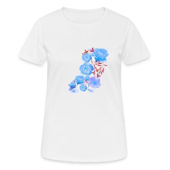 Blaue Rosen, Rosen, blaue Rose, Blumen - Frauen T-Shirt atmungsaktiv - Weiß - Vorne - AI Model Female 172 dark (172cm)