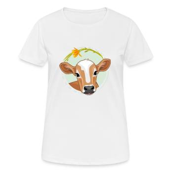 Cute peeking calf - Women's Breathable T-Shirt - white - Front - AI Model Female 172 dark (172cm)