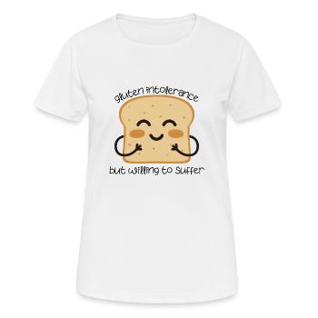 Glutenunverträglichkeit lustiges Zitat Toast Allergie - Frauen T-Shirt atmungsaktiv - Weiß - Vorne - AI Model Female 172 dark (172cm)