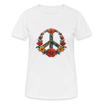 Peace Zeichen Blumen Frieden Pazifismus - Frauen T-Shirt atmungsaktiv - Weiß - Vorne - AI Model Female 172 dark (172cm)