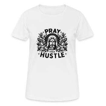 Bete dann: Hektik - Frauen T-Shirt atmungsaktiv - Weiß - Vorne - AI Model Female 172 dark (172cm)