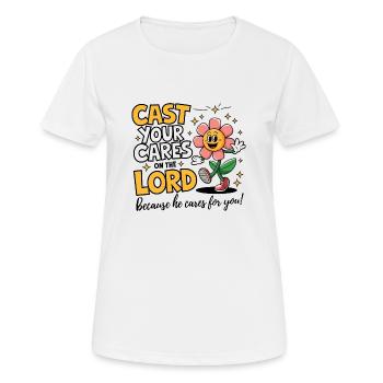 Cast your cares on the lord - Women's Breathable T-Shirt - white - Front - AI Model Female 172 dark (172cm)