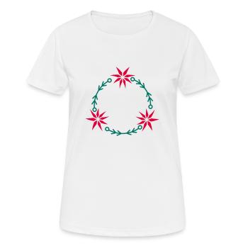Weihnachtskranz aus Weihnachtsstern - Frauen T-Shirt atmungsaktiv - Weiß - Vorne - AI Model Female 172 dark (172cm)