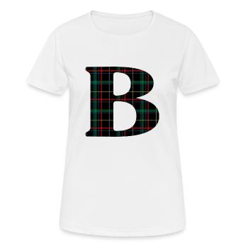 Monogramme b tartan écossais - T-shirt respirant Femme - blanc - Devant - AI Model Female 172 dark (172cm)