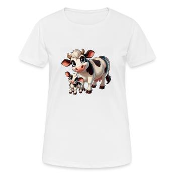 Cow with child - Women's Breathable T-Shirt - white - Front - AI Model Female 172 dark (172cm)