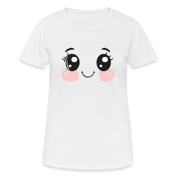 visage heureux, expression de bonheur, innocent - T-shirt respirant Femme - blanc - Devant - AI Model Female 172 dark (172cm)