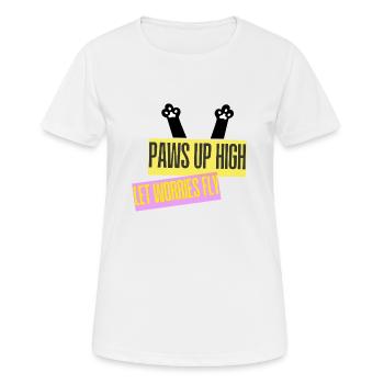 PAWS UP HIGH - Frauen T-Shirt atmungsaktiv - Weiß - Vorne - AI Model Female 172 dark (172cm)