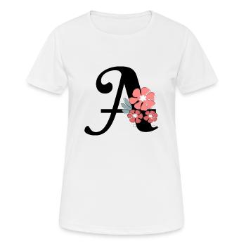 Minimalistischer Blumenbrief - Frauen T-Shirt atmungsaktiv - Weiß - Vorne - AI Model Female 172 dark (172cm)