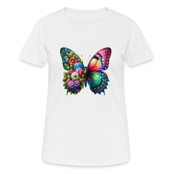 Bunter Schmetterling, von der Natur inspirierte Sommerstimmungen - Frauen T-Shirt atmungsaktiv - Weiß - Vorne - AI Model Female 172 dark (172cm)