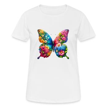 Bunter Schmetterling, von der Natur inspirierte Sommerstimmungen - Frauen T-Shirt atmungsaktiv - Weiß - Vorne - AI Model Female 172 dark (172cm)