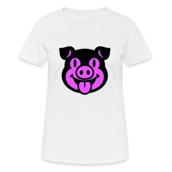 Ferkel Schwein Kopf - Frauen T-Shirt atmungsaktiv - Weiß - Vorne - AI Model Female 172 dark (172cm)