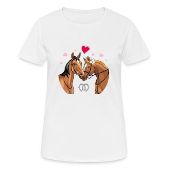 Paar liebende Pferde mit Herz - Frauen T-Shirt atmungsaktiv - Weiß - Vorne - AI Model Female 172 dark (172cm)