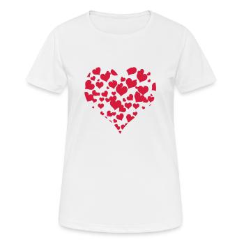 Coeur remplis de coeur aléatoirement - T-shirt respirant Femme - blanc - Devant - AI Model Female 172 dark (172cm)