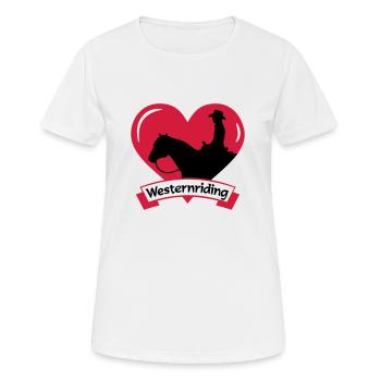 Équitation Western / j'aime l'équitation western - T-shirt respirant Femme - blanc - Devant - AI Model Female 172 dark (172cm)