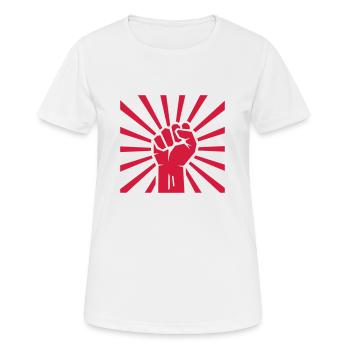 Rote geballte Faust mit Strahlen. - Frauen T-Shirt atmungsaktiv - Weiß - Vorne - AI Model Female 172 dark (172cm)