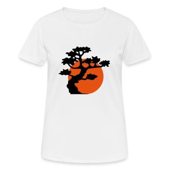 sonne abend mond nacht baum dekoration cool gaertn - Frauen T-Shirt atmungsaktiv - Weiß - Vorne - AI Model Female 172 dark (172cm)