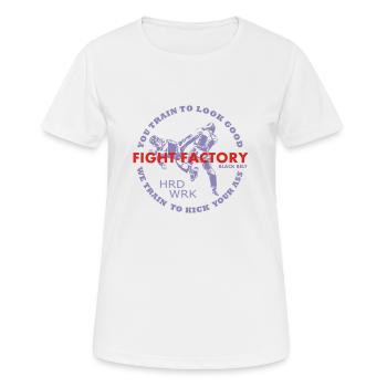 FF-Schwarzgurt kick ass - Frauen T-Shirt atmungsaktiv - Weiß - Vorne - AI Model Female 172 dark (172cm)