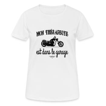 thérapeute moto - T-shirt respirant Femme - blanc - Devant - AI Model Female 172 dark (172cm)