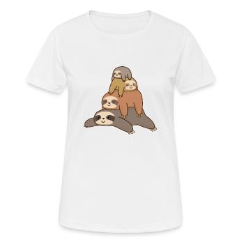Faultier Faulenzer Schlafmützen - Frauen T-Shirt atmungsaktiv - Weiß - Vorne - AI Model Female 172 dark (172cm)