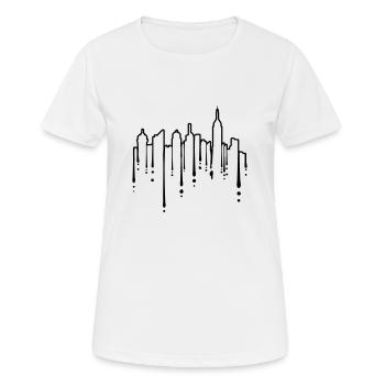 Silhouette Graffiti Hochhäuser - Frauen T-Shirt atmungsaktiv - Weiß - Vorne - AI Model Female 172 dark (172cm)