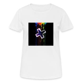 Plus vor einen Regenbogen - Frauen T-Shirt atmungsaktiv - Weiß - Vorne - AI Model Female 172 dark (172cm)