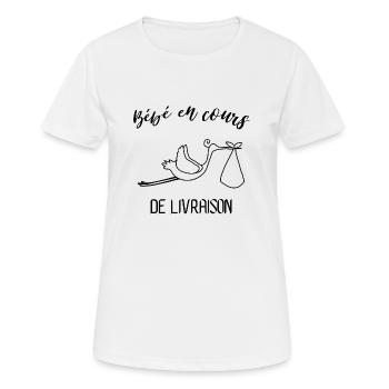 bébé en cours de livraison - T-shirt respirant Femme - blanc - Devant - AI Model Female 172 dark (172cm)