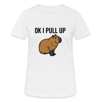 Ok, ich ziehe hoch - Frauen T-Shirt atmungsaktiv - Weiß - Vorne - AI Model Female 172 dark (172cm)