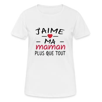 j aime ma maman / cadeau enfant - T-shirt respirant Femme - blanc - Devant - AI Model Female 172 dark (172cm)