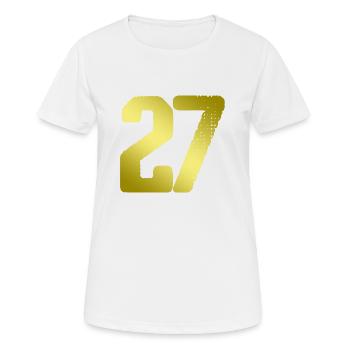 27 Maillot numéro - T-shirt respirant Femme - blanc - Devant - AI Model Female 172 dark (172cm)