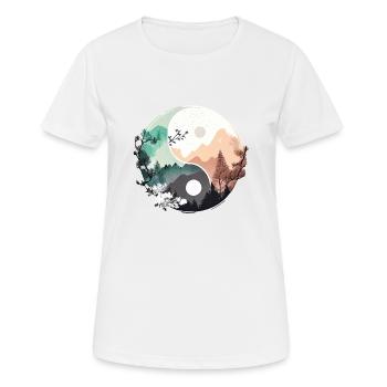 Ying Yang - Mountains / Beach - Women's Breathable T-Shirt - white - Front - AI Model Female 172 dark (172cm)